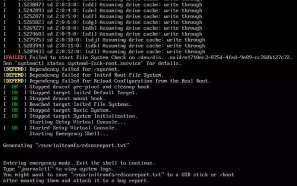 boot failure: systemctl status system-fsck-root.service