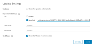 Update settings link