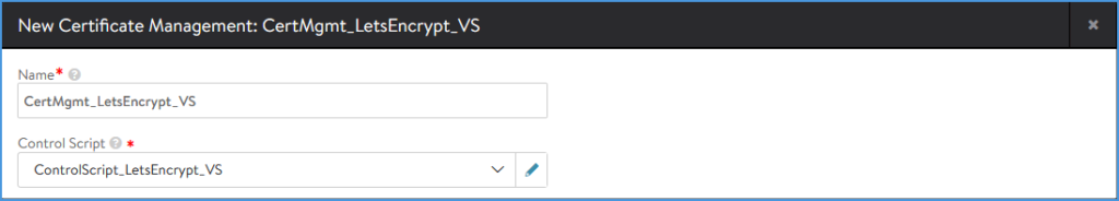 Configure the Certificate Management profile to use the Let's Encrypt ControlScript