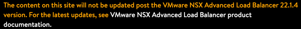 NSX ALB documentation deprecation on avinetworks.com