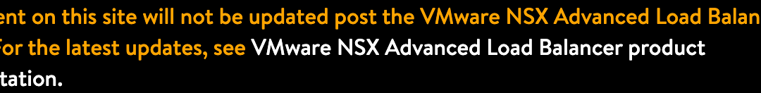 QUICK UPDATE: NSX ALB documentation